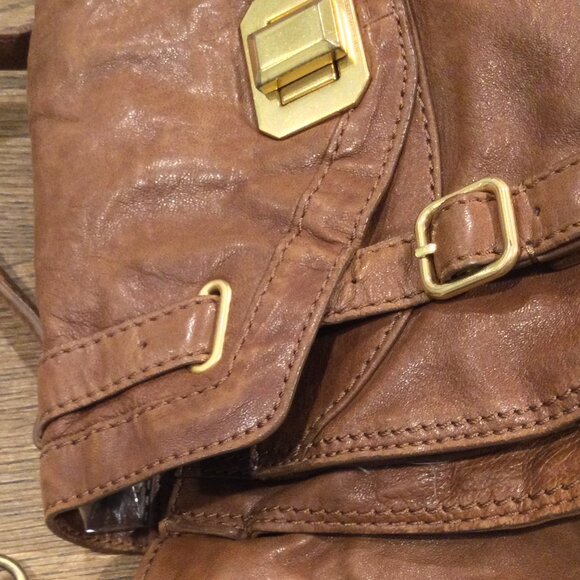 Juicy Couture Leather Cross Body Top Handle Chestnut Brown Tan Cognac - Picture 10 of 10